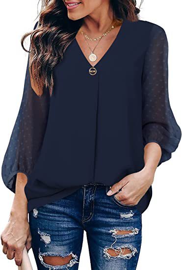 Puff Sleeve V-neck Shirt