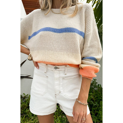 Round Neck Loose Multicolor Sweater