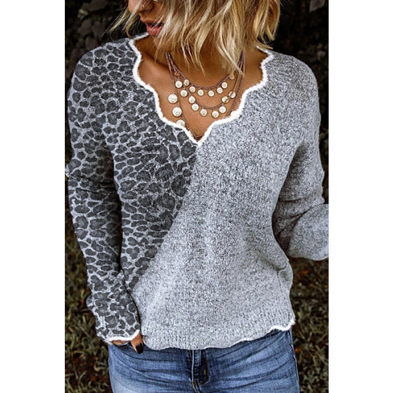 Leisure V-Neck Long Sleeve Printed Top