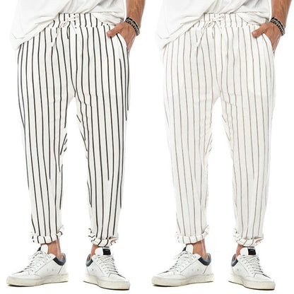 Men's Vertical Striped Stretch Trousers