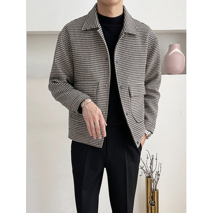 Men's Silhouette Lapel Woolen Casual Loose Jacket