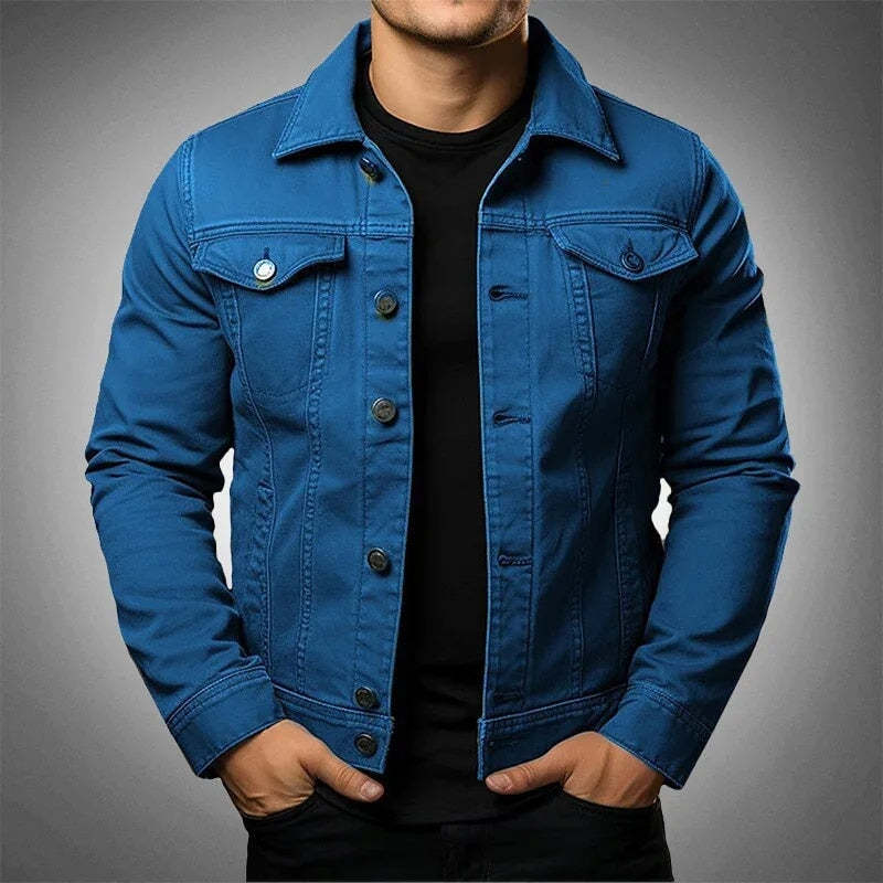 Denim Coat Tooling Solid Color Thick Coat