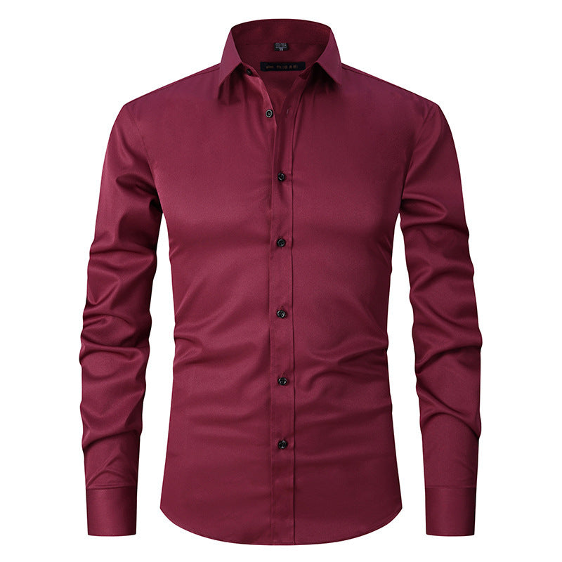 Fashion Shirt Top Slim Solid Color Stretch Shirt