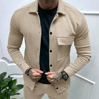 Single-breasted Solid Color Slim Jacket