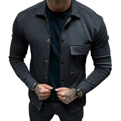 Single-breasted Solid Color Slim Jacket