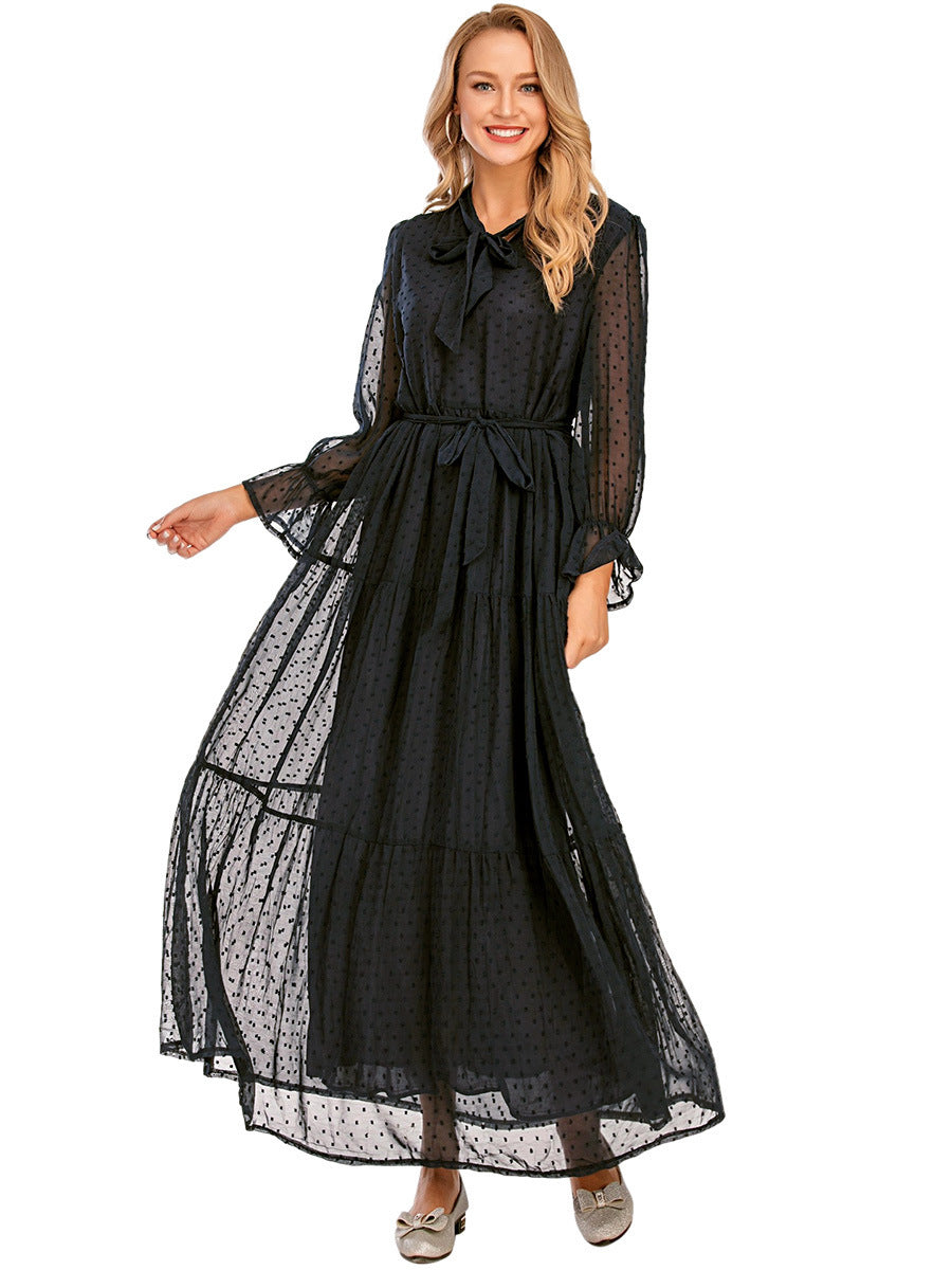 Women's Patchwork Long Sleeved Fashionable Dress