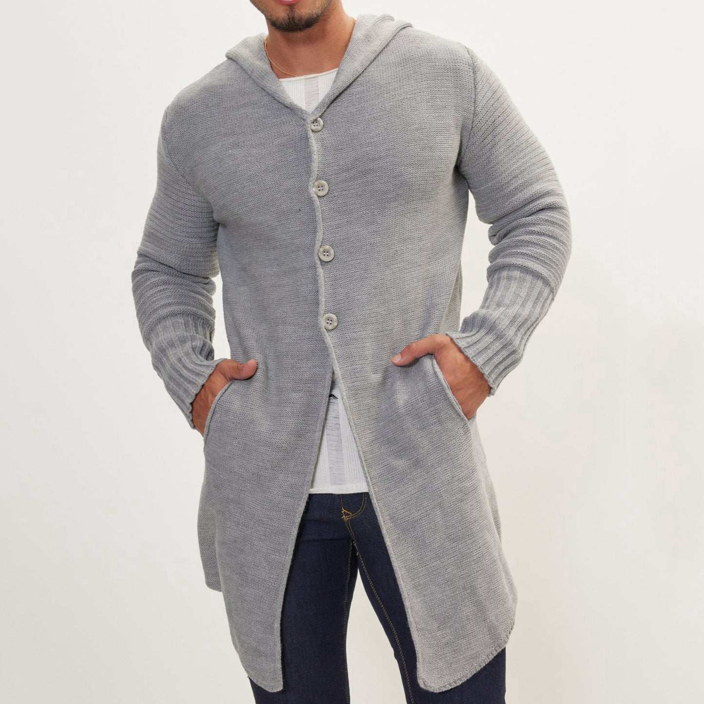 Mid-Length Pocket Cardigan Coat