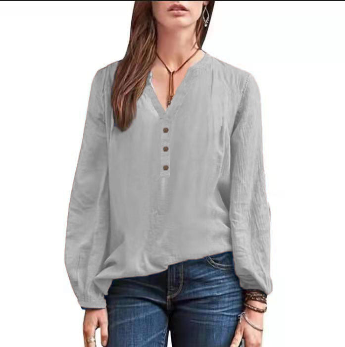 Retro Cotton Linen Pullover Shirt