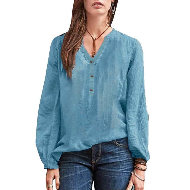 Retro Cotton Linen Pullover Shirt