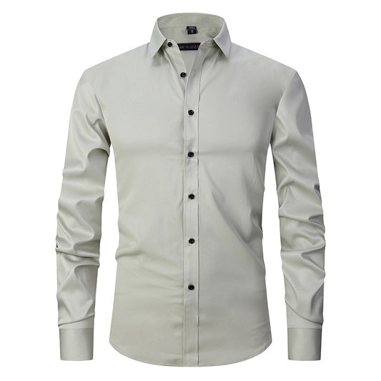 Fashion Shirt Top Slim Solid Color Stretch Shirt