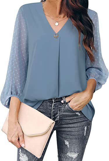 Puff Sleeve V-neck Shirt