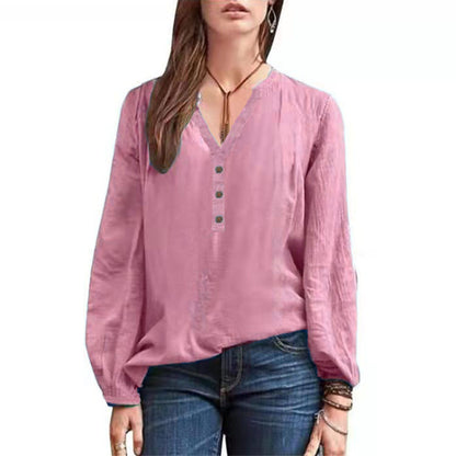 Retro Cotton Linen Pullover Shirt