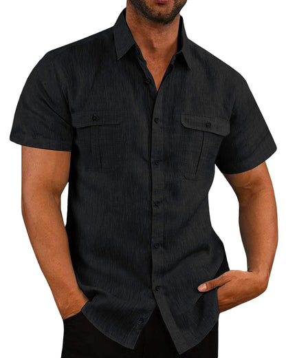 Men's Cotton Linen Short Sleeve Shirt