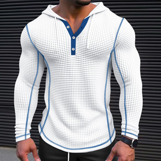 Waffle Button Hoodie Top