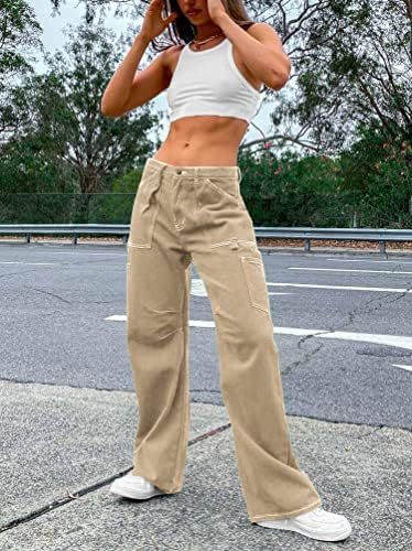 High Waist Tooling Pants Wide Leg With Pocket