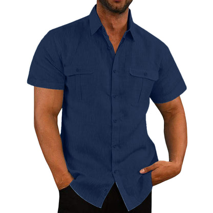 Men's Cotton Linen Short Sleeve Shirt