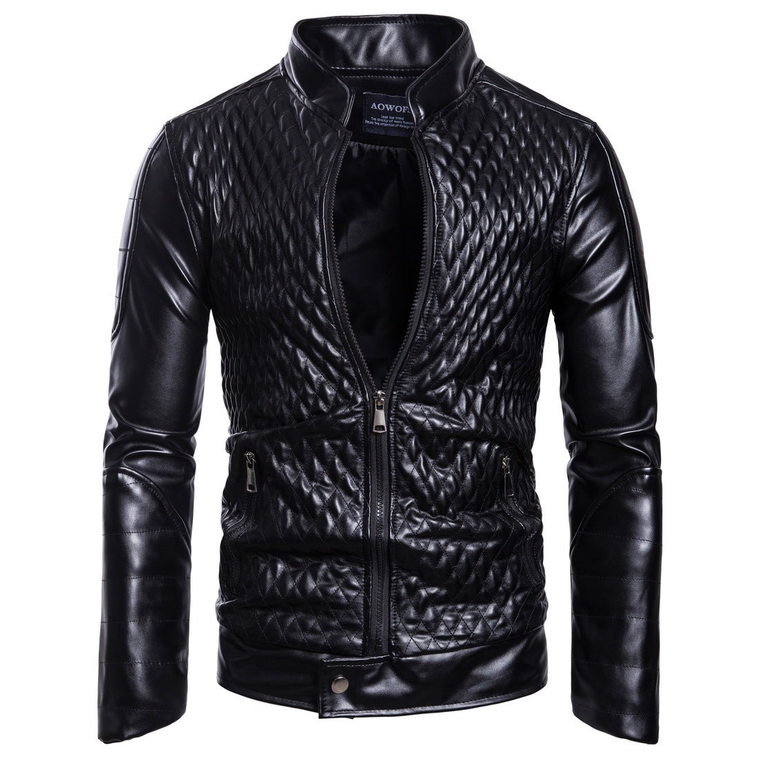 Long Sleeve Zipper Cardigan Leather Jacket