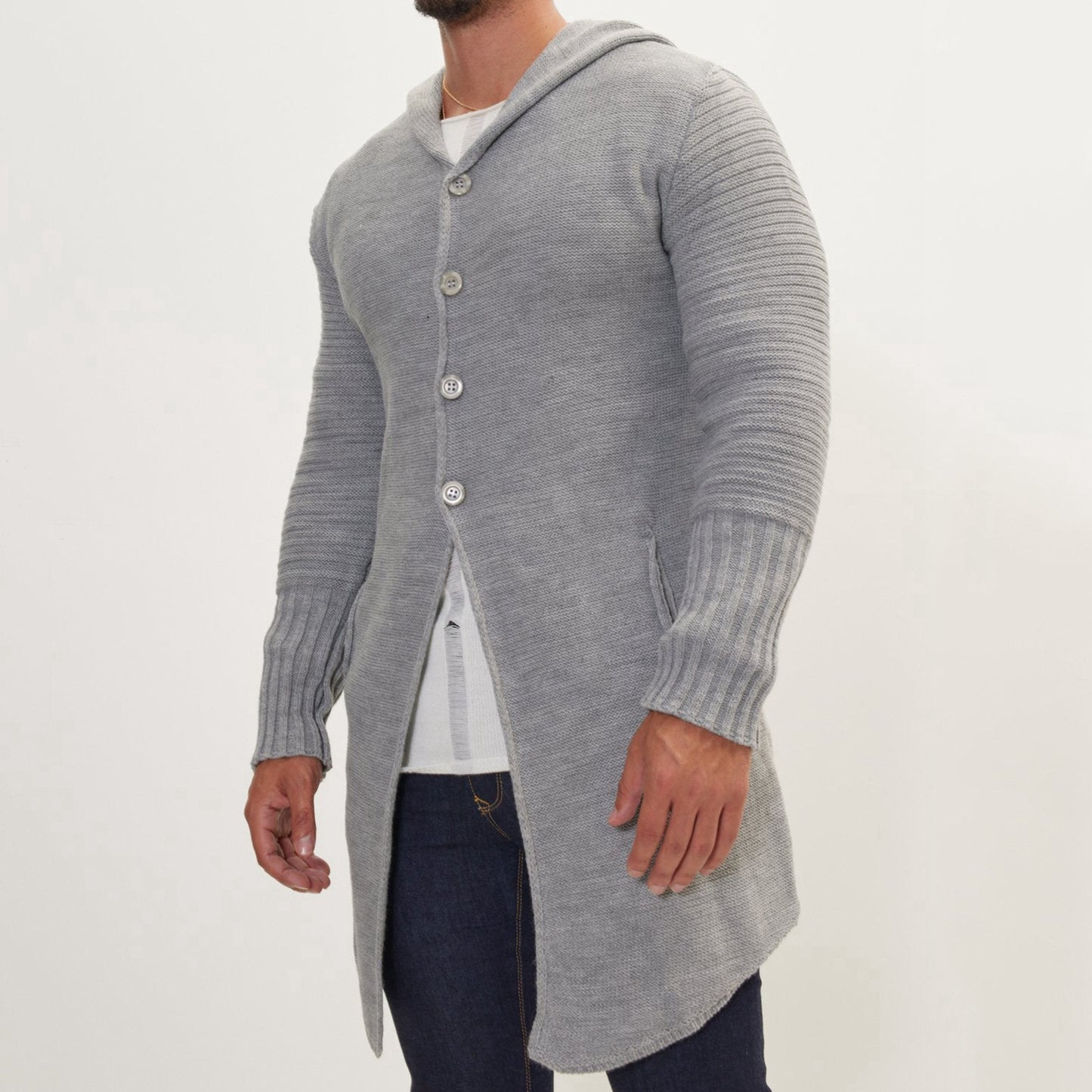 Mid-Length Pocket Cardigan Coat