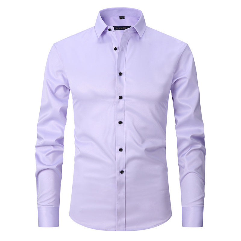 Fashion Shirt Top Slim Solid Color Stretch Shirt