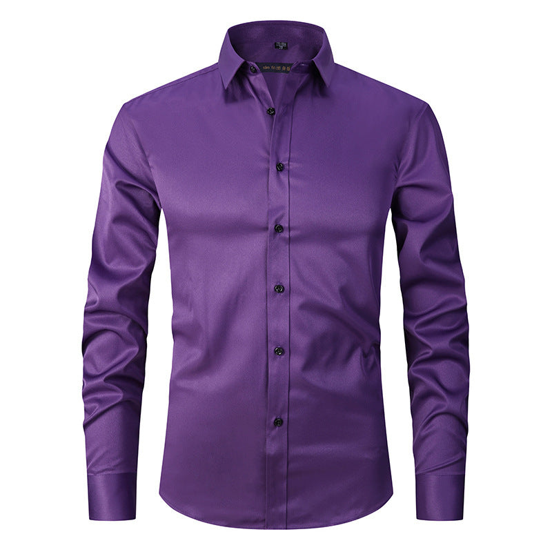 Fashion Shirt Top Slim Solid Color Stretch Shirt