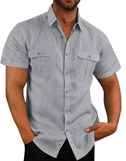 Men's Cotton Linen Short Sleeve Shirt