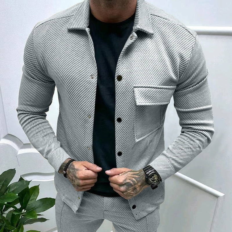 Single-breasted Solid Color Slim Jacket