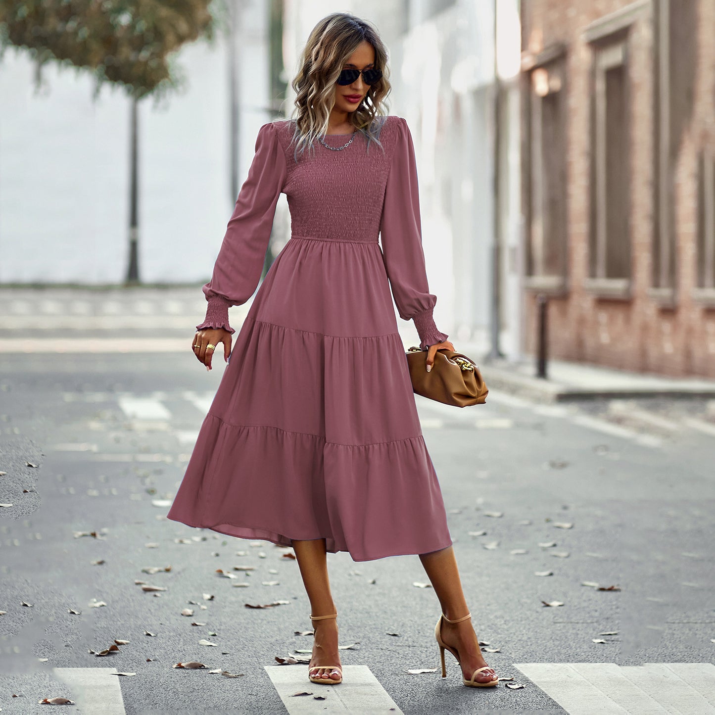 Leisure Vacation Cinched Mid-length Dress