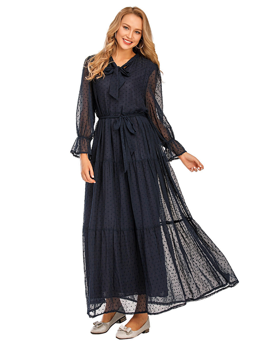 Women's Patchwork Long Sleeved Fashionable Dress