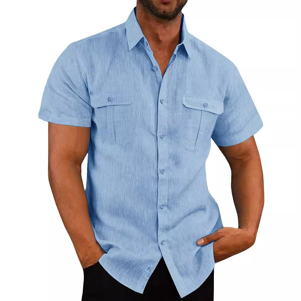 Men's Cotton Linen Short Sleeve Shirt