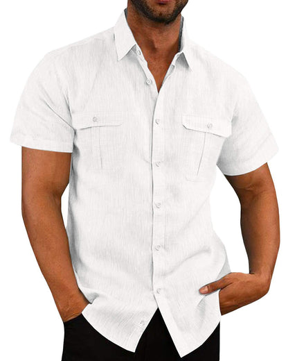 Men's Cotton Linen Short Sleeve Shirt