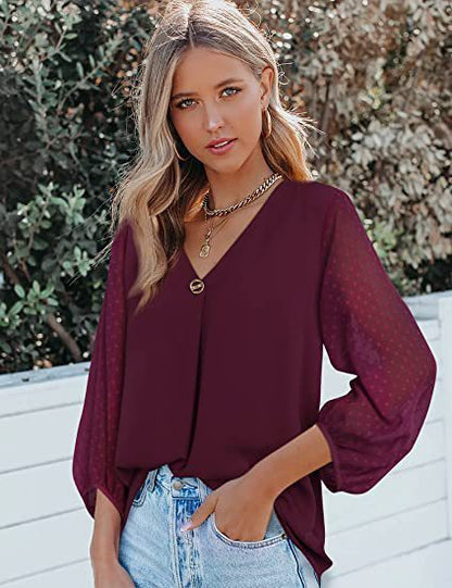 Puff Sleeve V-neck Shirt