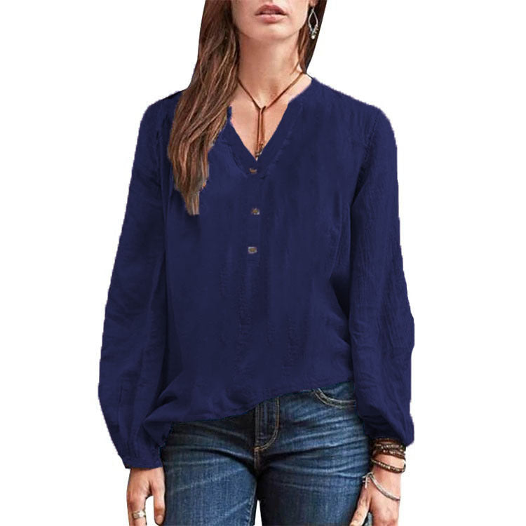 Retro Cotton Linen Pullover Shirt