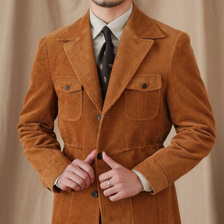 Corduroy Slim-fit Safari Jacket