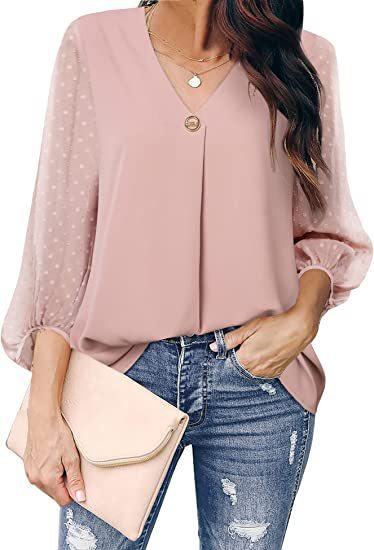 Puff Sleeve V-neck Shirt